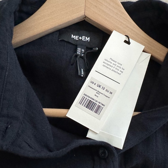 Me + Em Cheesecloth Cropped Shirt Button Up Long Sleeve Classic Minimalist 6 NWT - Picture 13 of 14